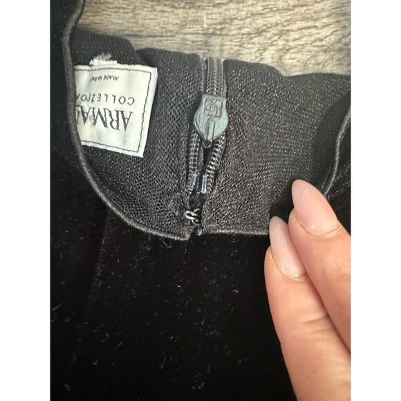 Armani Collezioni Velvet Sleeveless Knee Length Dress Size 4 Made In Italy - Picture 9 of 13